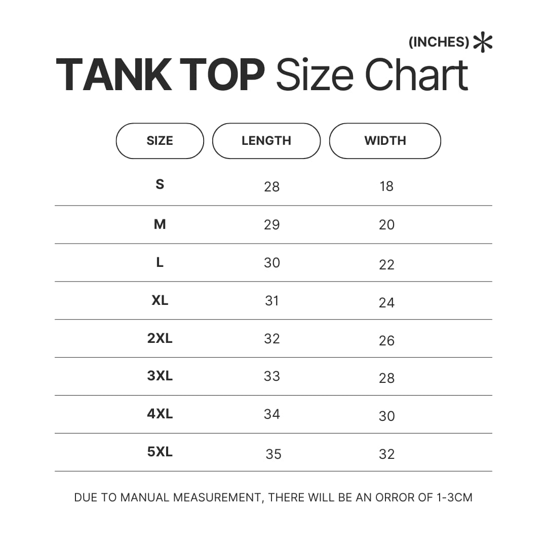 Tank Top Size Chart - Pac Man Merch