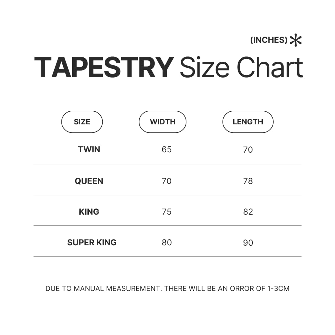 Tapestry Size Chart - Pac Man Merch