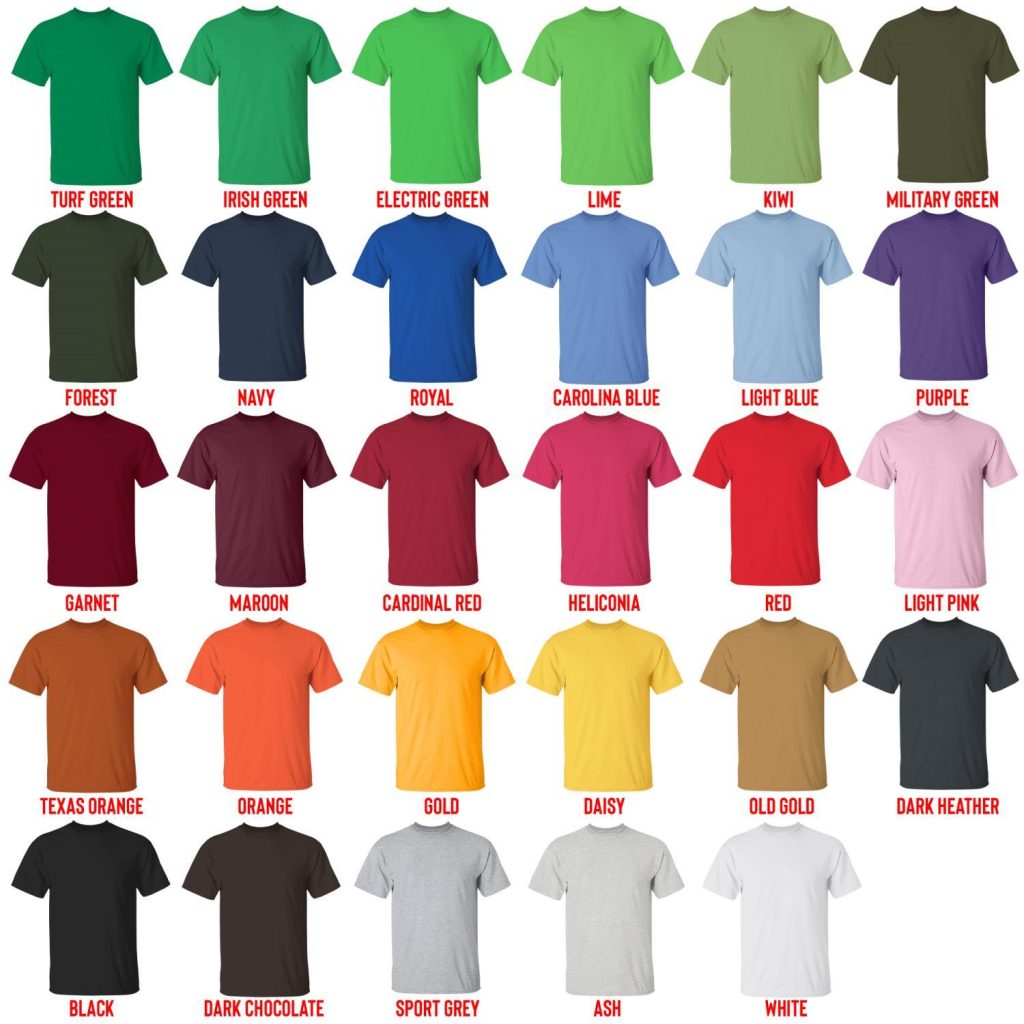 t shirt color chart - Pac Man Merch