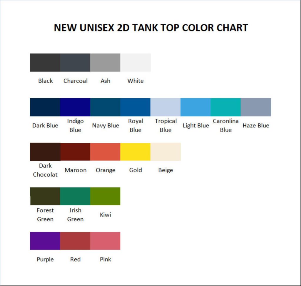 tank top color chart - Pac Man Merch