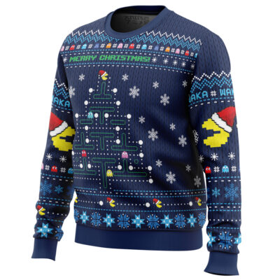 Christmas Tree Pac Man men sweatshirt SIDE FRONT mockup - Pac Man Merch